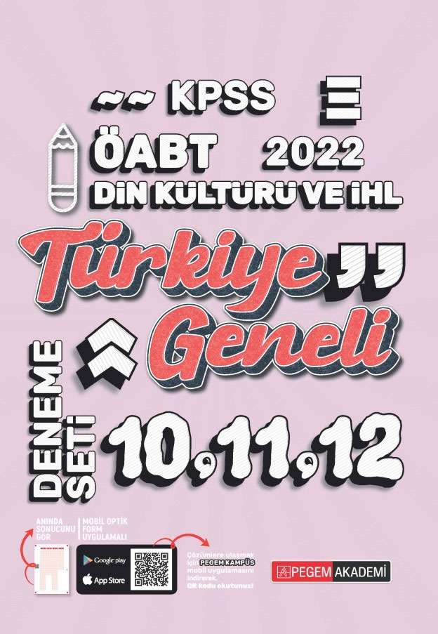 2022 KPSS ÖABT Din Kültürü ve Ahlak Bilgisi 10-11-12 Türkiye Geneli (3'lü Deneme)