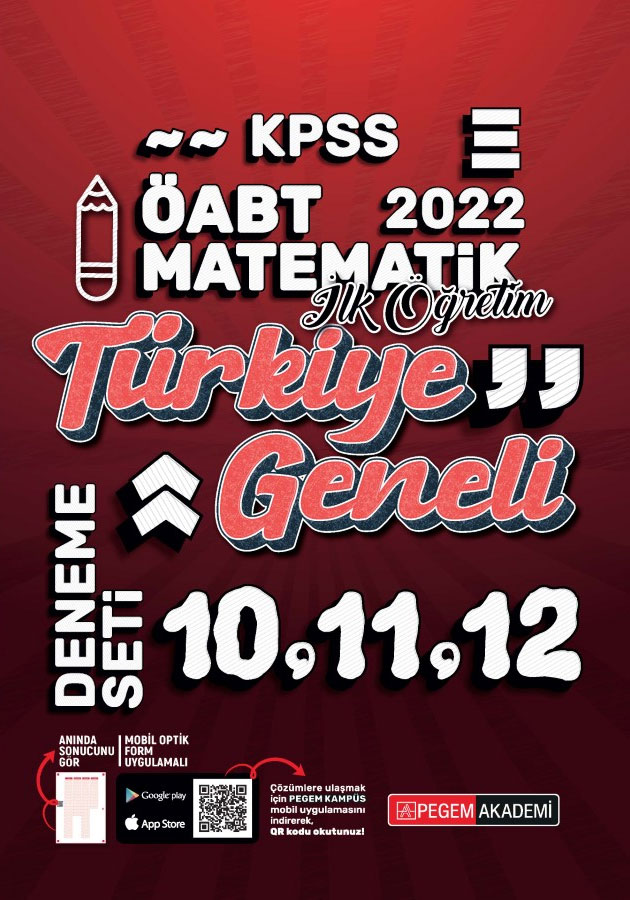 2022 KPSS ÖABT İlköğretim Matematik 10-11-12 Türkiye Geneli (3'lü Deneme)