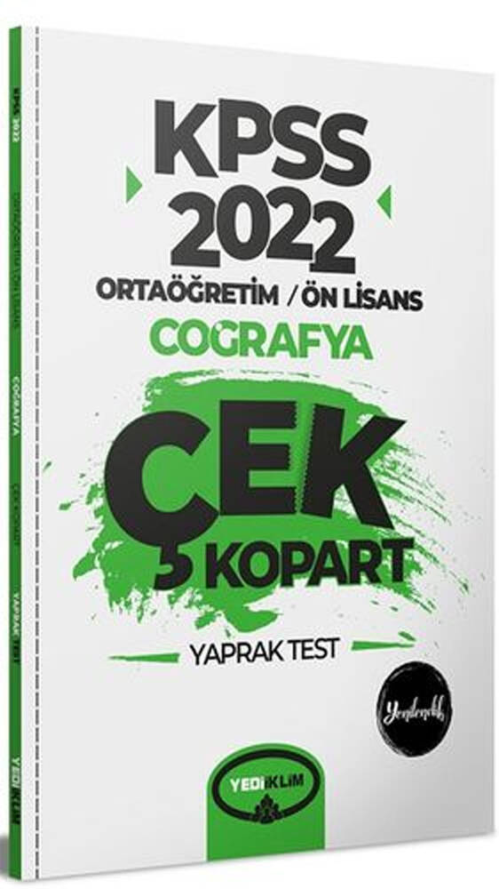 2022 KPSS Ortaöğretim Ön Lisans Genel Kültür Coğrafya Çek Kopart Yaprak Test