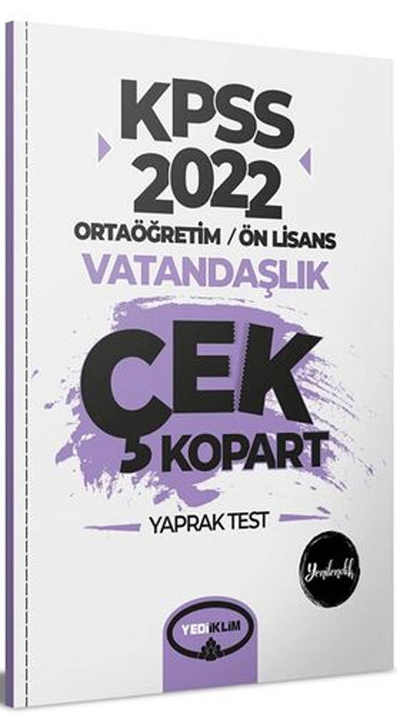 2022 KPSS Ortaöğretim Ön Lisans Genel Kültür Vatandaşlık Çek Kopart Yaprak Test