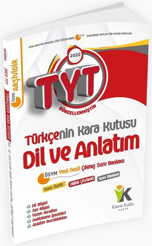 2022 YKS TYT Türkçenin Kara Kutusu Dil ve Anlatım Konu Özetli Çıkmış Sorular Soru Bankası 2022 YKS TYT Türkçenin Kara Kutusu Dil ve Anlatım Konu Özetli Çıkmış Sorular Soru Bankası