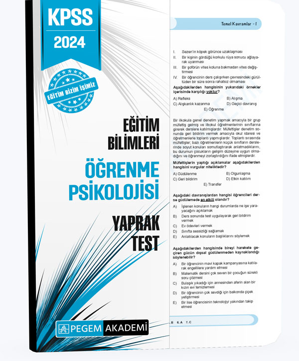 2024 KPSS Eğitim Bilimleri Öğrenme Psikolojisi Yaprak Test 2024 KPSS Eğitim Bilimleri Öğrenme Psikolojisi Yaprak Test