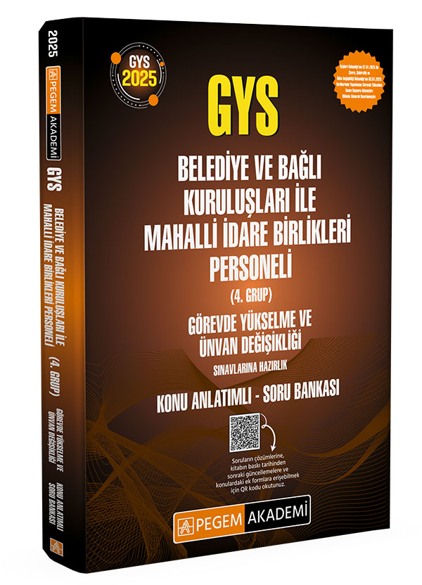 2025 GYS Belediye ve Bağlı Kuruluşları ile Mahalli İdare Birlikleri Personeli (4.Grup) Ünvan Değişikliği Konu Anlatımlı Soru Bankası