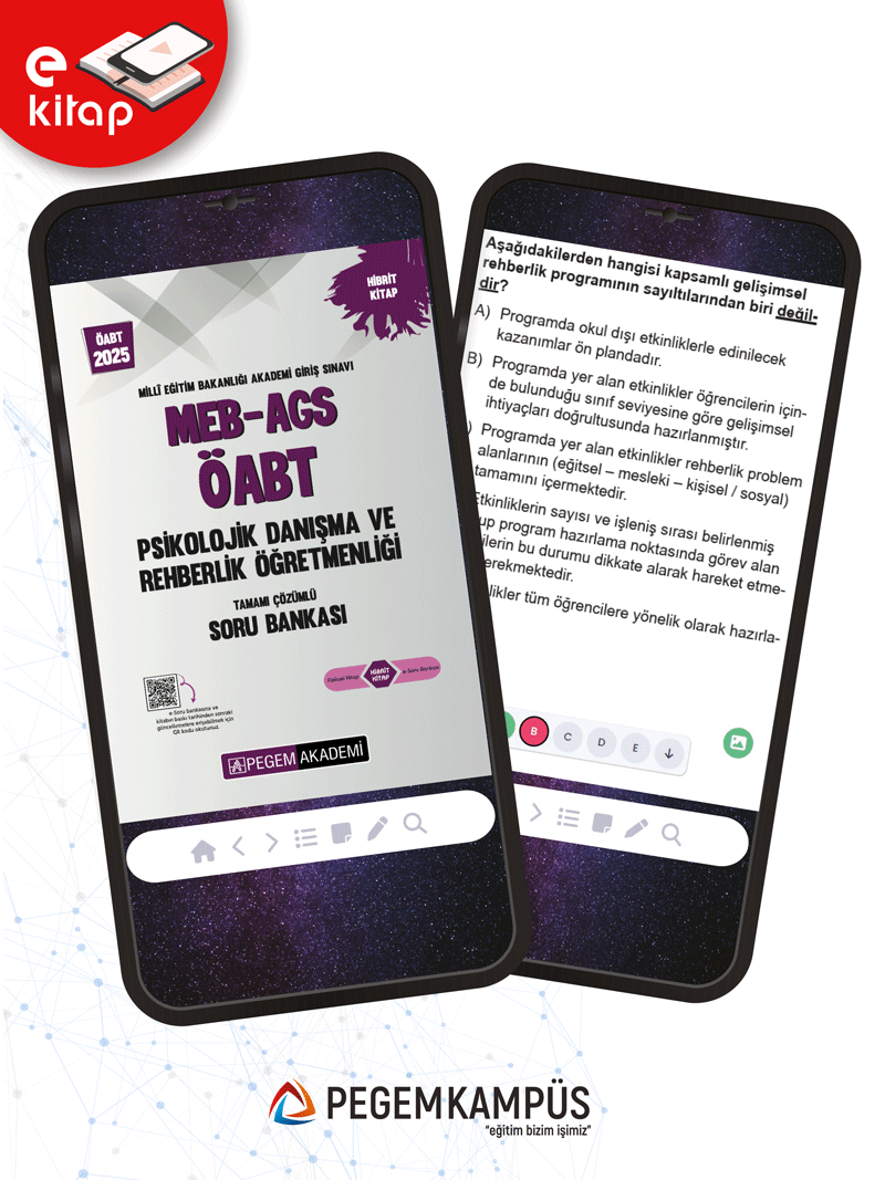 2025 KPSS ÖABT Psikolojik Danışma ve Rehberlik Öğretmenliği E-Soru Bankası