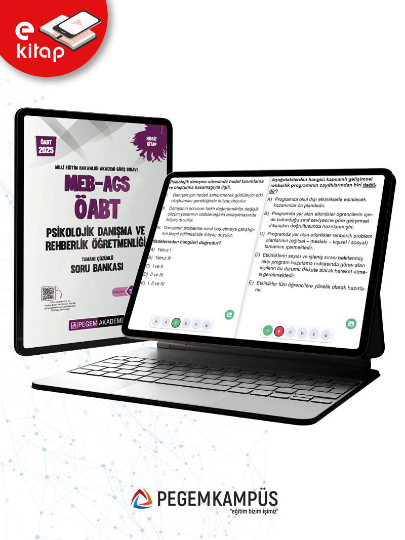 2025 KPSS ÖABT Psikolojik Danışma ve Rehberlik Öğretmenliği E-Soru Bankası