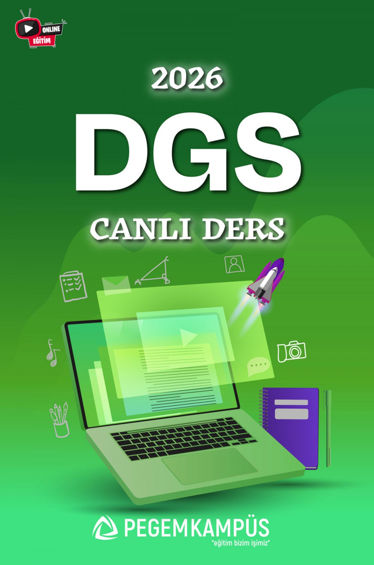 2026 DGS Canlı Ders + Ders İzleme Defteri + Soru Bankası