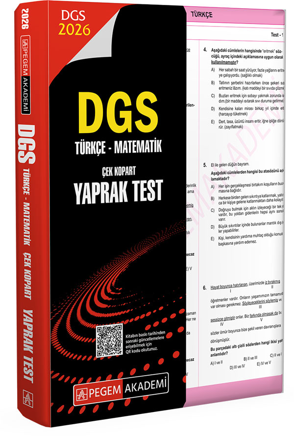 2026 DGS Türkçe-Matematik Çek Kopart Yaprak Test