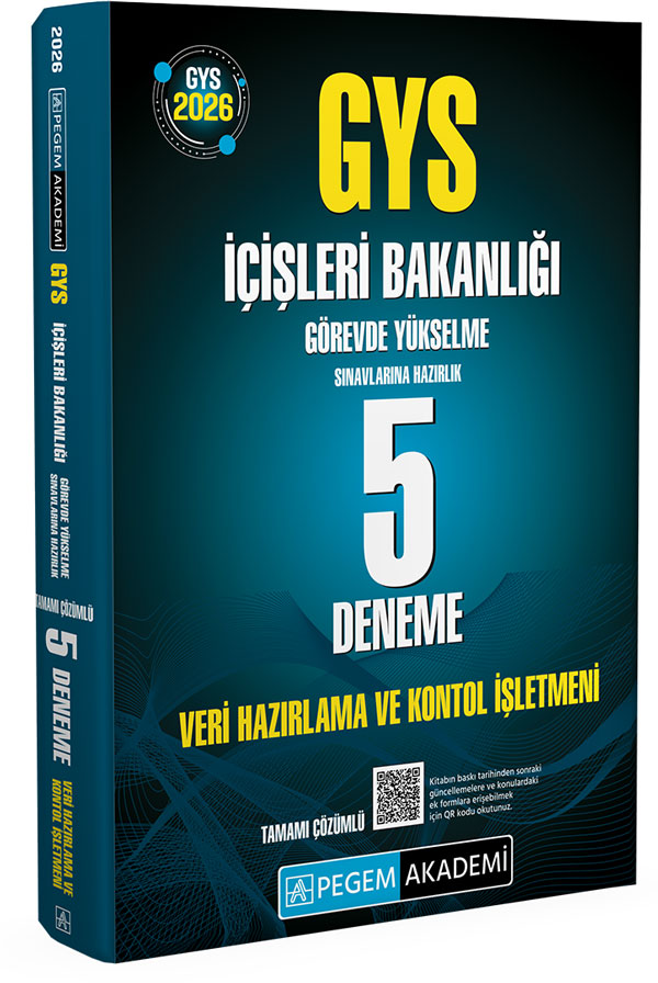 2026 GYS İçişleri Bakanlığı Görevde Yükselme Sınavlarına Hazırlık 5 Deneme VERİ HAZIRLAMA ve KONTROL İŞLETMENİ 2026 GYS İçişleri Bakanlığı Görevde Yükselme Sınavlarına Hazırlık 5 Deneme VERİ HAZIRLAMA ve KONTROL İŞLETMENİ