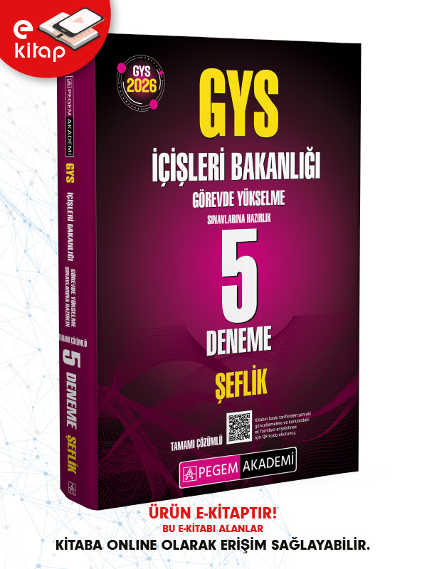 2026 GYS İçişleri Bakanlığı Görevde Yükselme Sınavlarına Hazırlık Tamamı Çözümlü 5 Deneme Şeflik E-Kitap 2026 GYS İçişleri Bakanlığı Görevde Yükselme Sınavlarına Hazırlık Tamamı Çözümlü 5 Deneme Şeflik E-Kitap