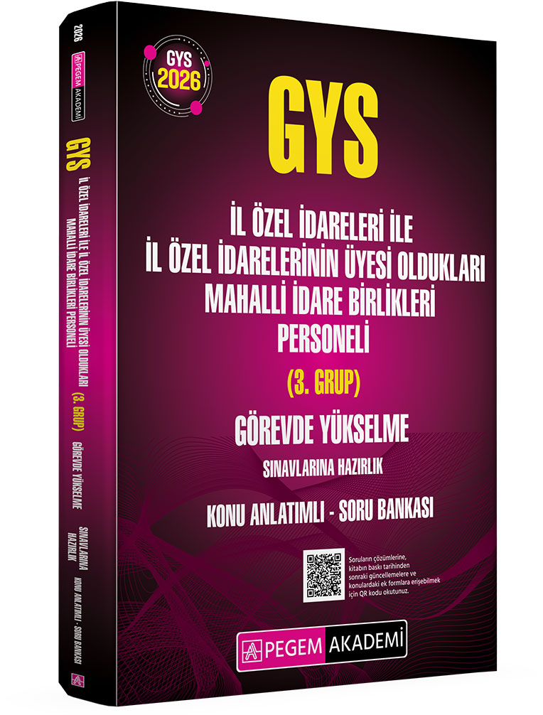 2026 GYS İl Özel İdareleri ile İl Özel İdarelerinin Üyesi Oldukları Mahalli İdare Birlikleri Personeli (3.Grup) Görevde Yükselme Sınavlarına Hazırlık Konu Anlatımlı Soru Bankası 2026 GYS İl Özel İdareleri ile İl Özel İdarelerinin Üyesi Oldukları Mahalli İdare Birlikleri Personeli (3.Grup) Görevde Yükselme Sınavlarına Hazırlık Konu Anlatımlı Soru Bankası