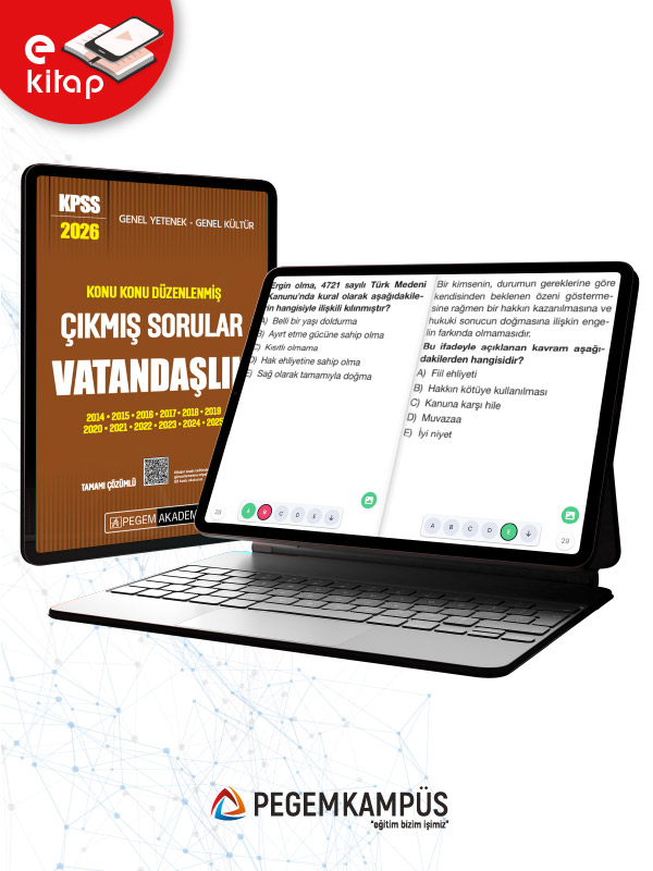2026 KPSS Genel Yetenek Genel Kültür Konu Konu Düzenlenmiş Tamamı Çözümlü Çıkmış Sorular VATANDAŞLIK E-Kitap