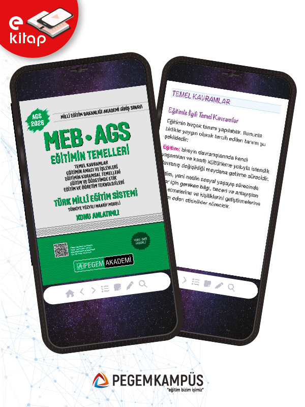 2026 MEB-AGS Eğitimin Temelleri-Türk Millî Eğitim Sistemi-Temel Kavramlar-Eğitimin Amacı ve İşlevleri-Eğitimin Kuramsal Temelleri-Eğitim ve Öğretimde Etik-Eğitim ve Öğretim Teknolojileri-Türkiye Yüzyılı Maarif Modeli Konu Anlatımlı E-