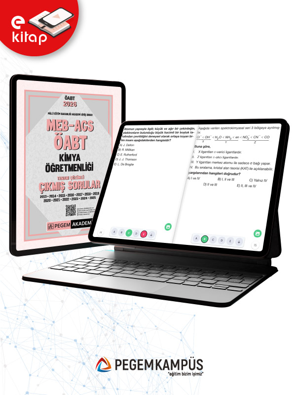 2026 MEB-AGS ÖABT Kimya Öğretmenliği Tamamı Çözümlü Çıkmış Sorular (e-kitap)