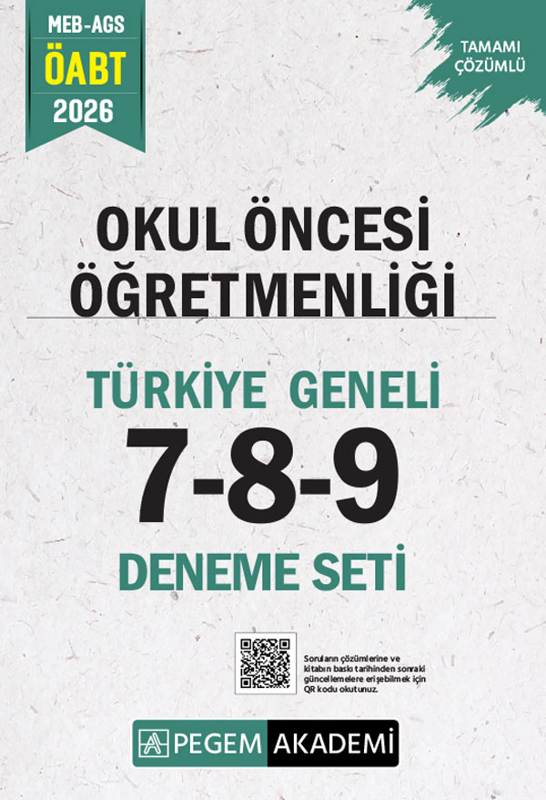 2026 MEB AGS ÖABT Okul Öncesi Öğretmenliği Tamamı Çözümlü Türkiye Geneli 7-8-9 (3'lü Deneme Seti)