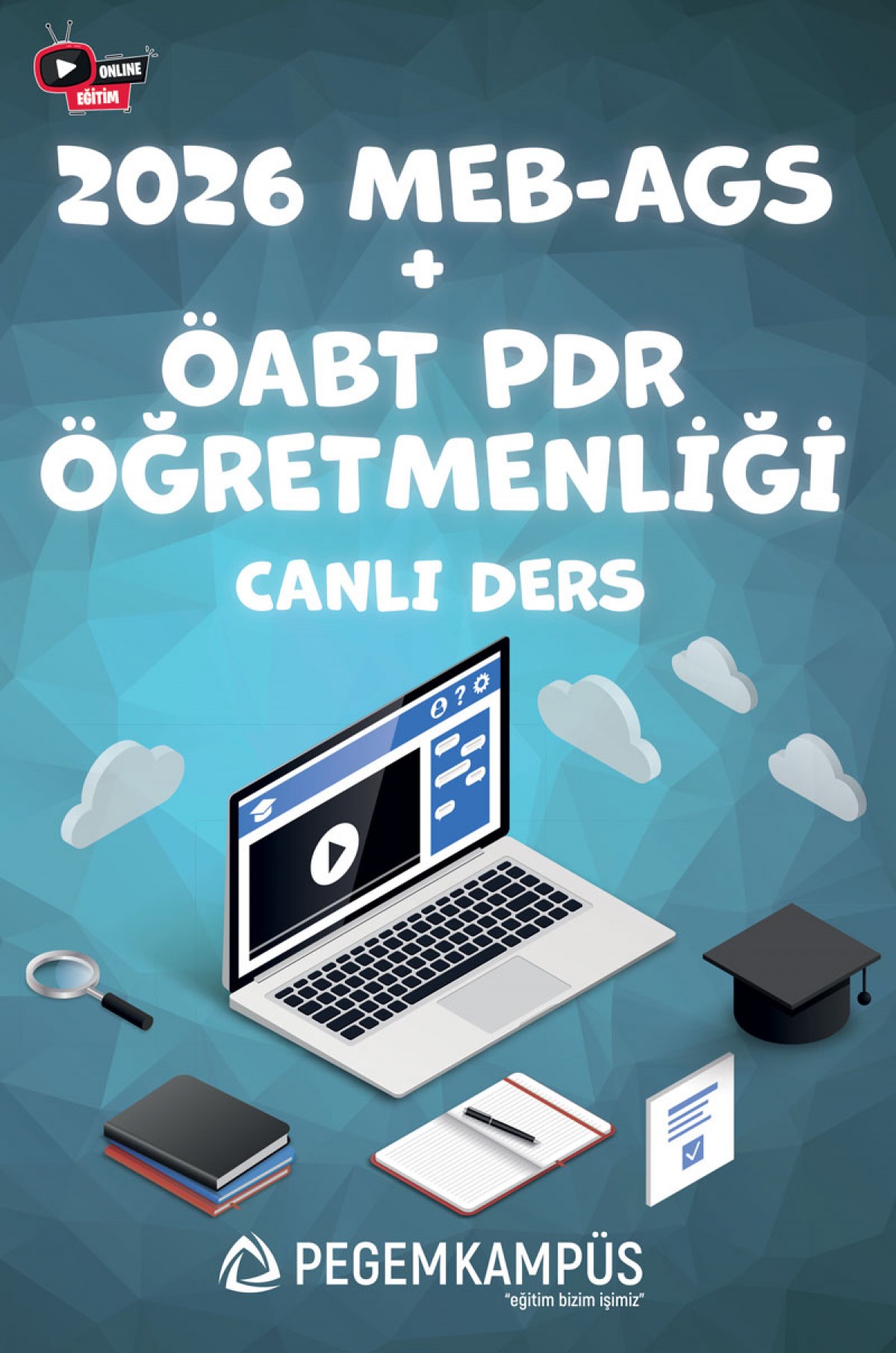 2026 MEB-AGS + ÖABT PDR Öğretmenliği Canlı Dersler + Ders İzleme Defteri + Soru Bankası