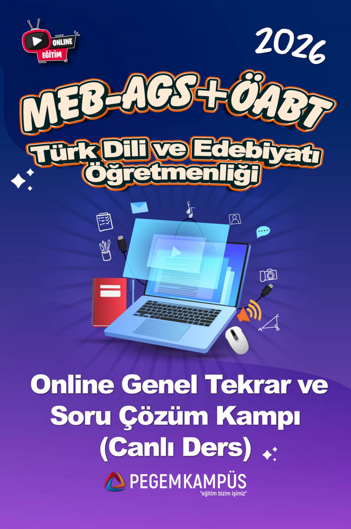 2026 MEB-AGS + ÖABT Türk Dili ve Edebiyatı Öğretmenliği Online Genel Tekrar ve Soru Çözüm Kampı (Canlı Ders)