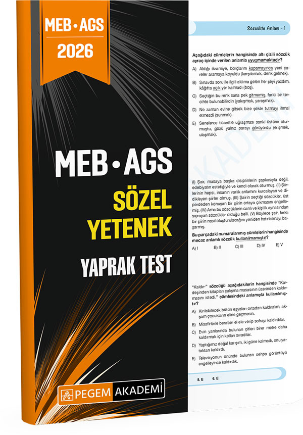 2026 MEB AGS Sözel Yetenek Yaprak Test 2026 MEB AGS Sözel Yetenek Yaprak Test