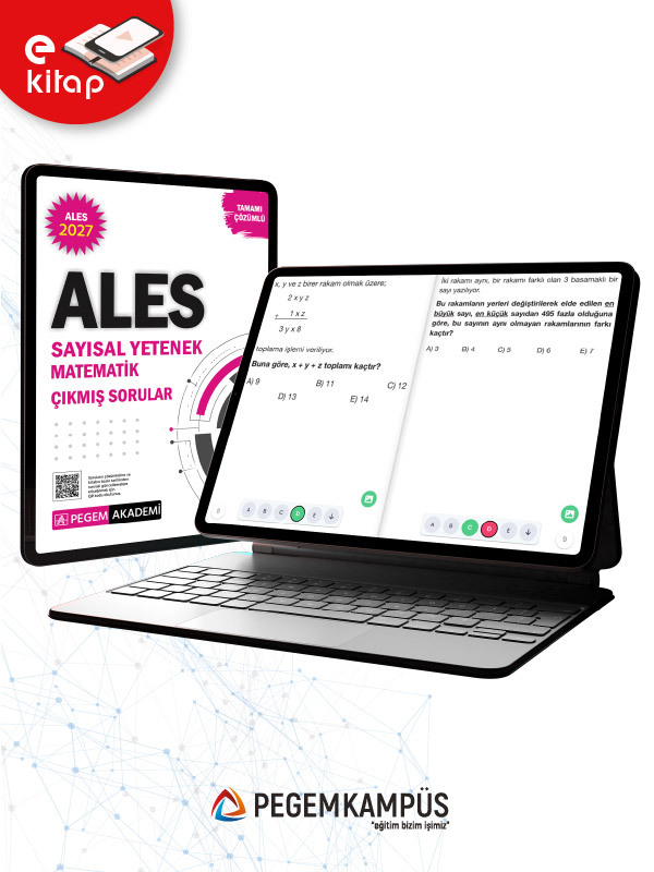 2027 ALES Sayısal Yetenek Matematik Tamamı Çözümlü Çıkmış Sorular E-Kitap