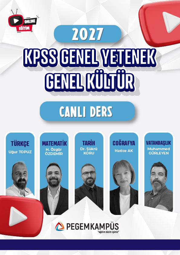 2027 KPSS Genel Yetenek Genel Kültür + A Grubu Canlı Dersler + Ders İzleme Defteri + Soru Bankası