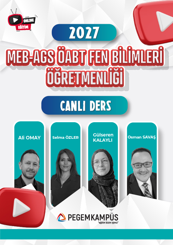 2027 MEB-AGS + ÖABT Fen Bilimleri Öğretmenliği Canlı Dersler + Ders İzleme Defteri + Soru Bankası