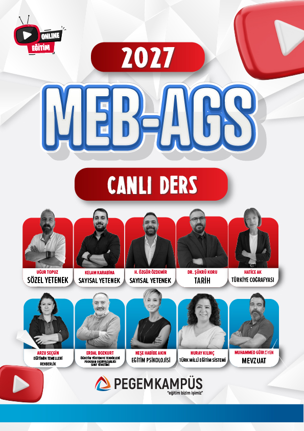 2027 MEB-AGS + ÖABT PDR Öğretmenliği Canlı Dersler + Ders İzleme Defteri + Soru Bankası
