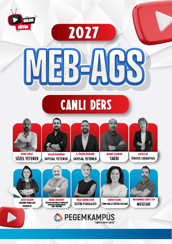 2027 MEB-AGS + YDS Canlı Dersler + Ders İzleme Defteri + Soru Bankası