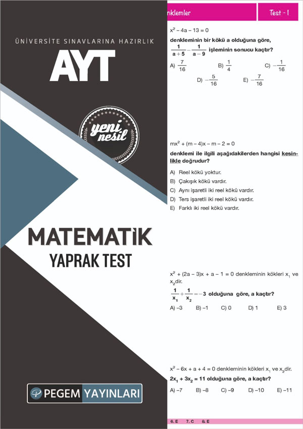 AYT Matematik Yaprak Test AYT Matematik Yaprak Test