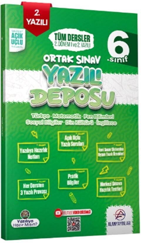 Alan Yayınları 6. Sınıf Tüm Dersler Ortak Sınav 2. Dönem 1. ve 2. Yazılı