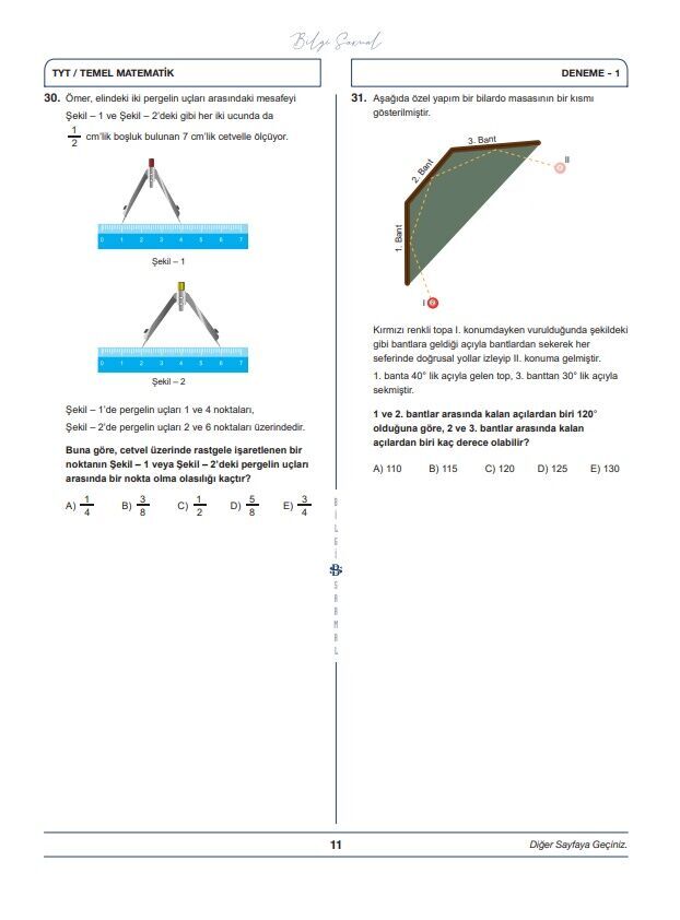 Bilgi Sarmal Yayınları TYT Matematik 15 x 40 Branş Denemeleri