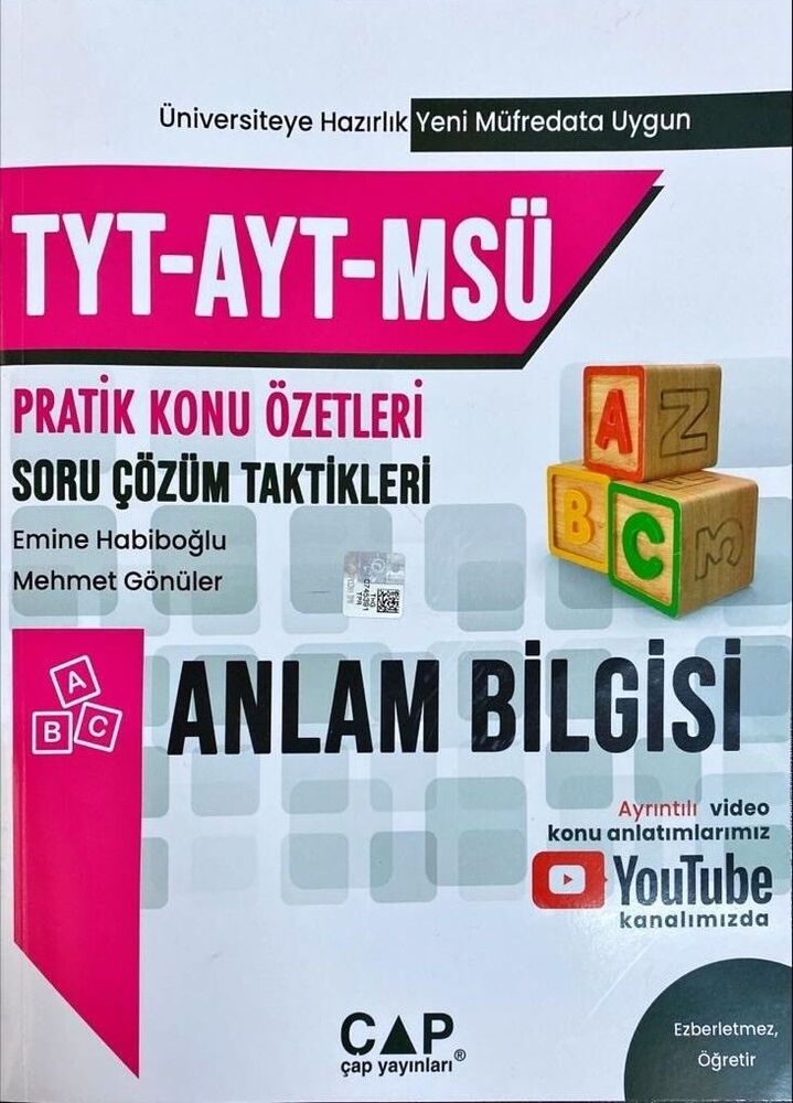 Çap Yayınları TYT AYT MSÜ Anlam Bilgisi Knu Özetli Soru Çözüm Taktikleri