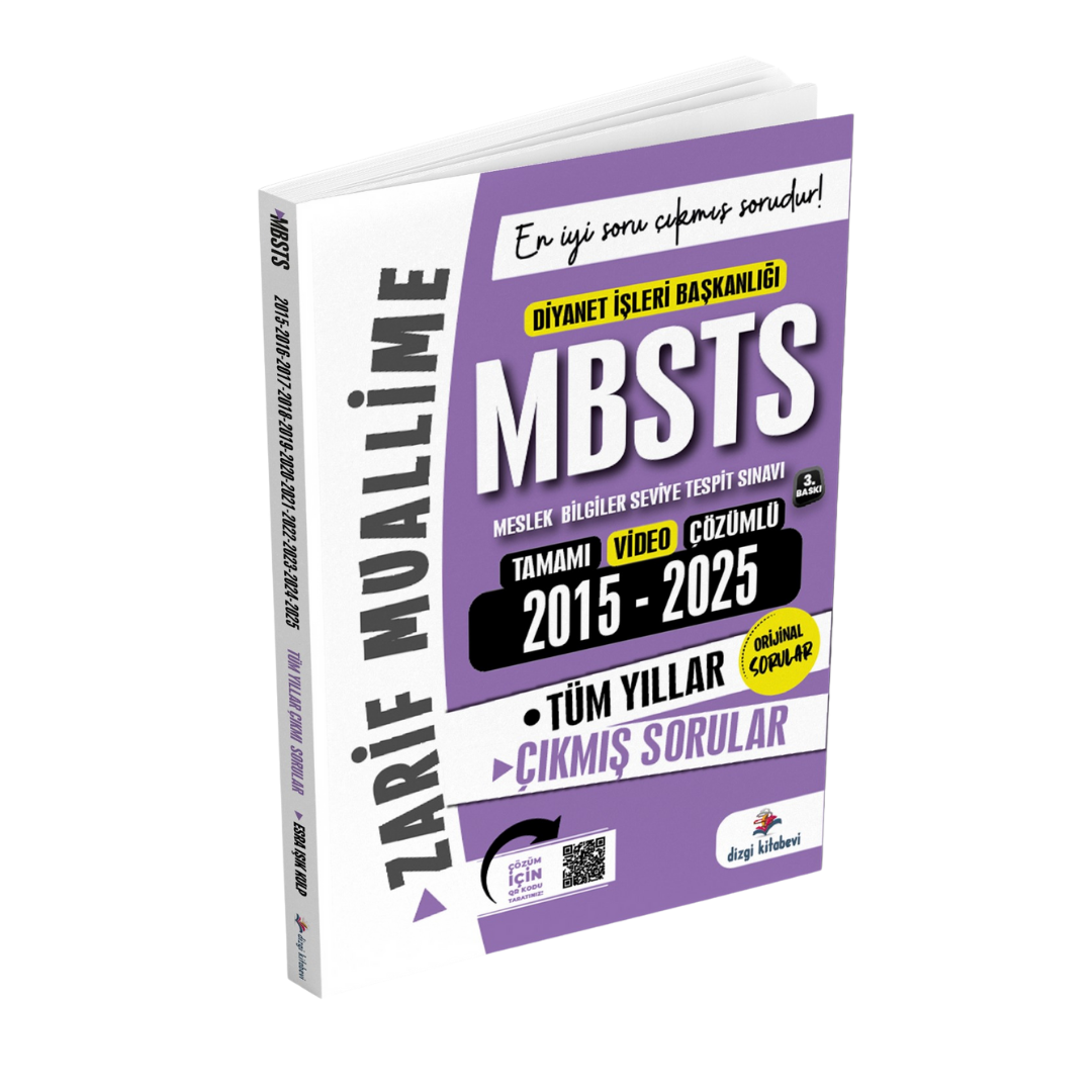 Dizgi Kitap 2026 DİB MBSTS Konularına Göre Tasnif Edilmiş 2015- 2025 Tüm Yıllar Orijinal Video Çözümlü Çıkmış Sınav Soruları Zarif Muallime 3. Baskı Dizgi Kitap 2026 DİB MBSTS Konularına Göre Tasnif Edilmiş 2015- 2025 Tüm Yıllar Orijinal Video Çözümlü Çıkmış Sınav Soruları Zarif Muallime 3. Baskı