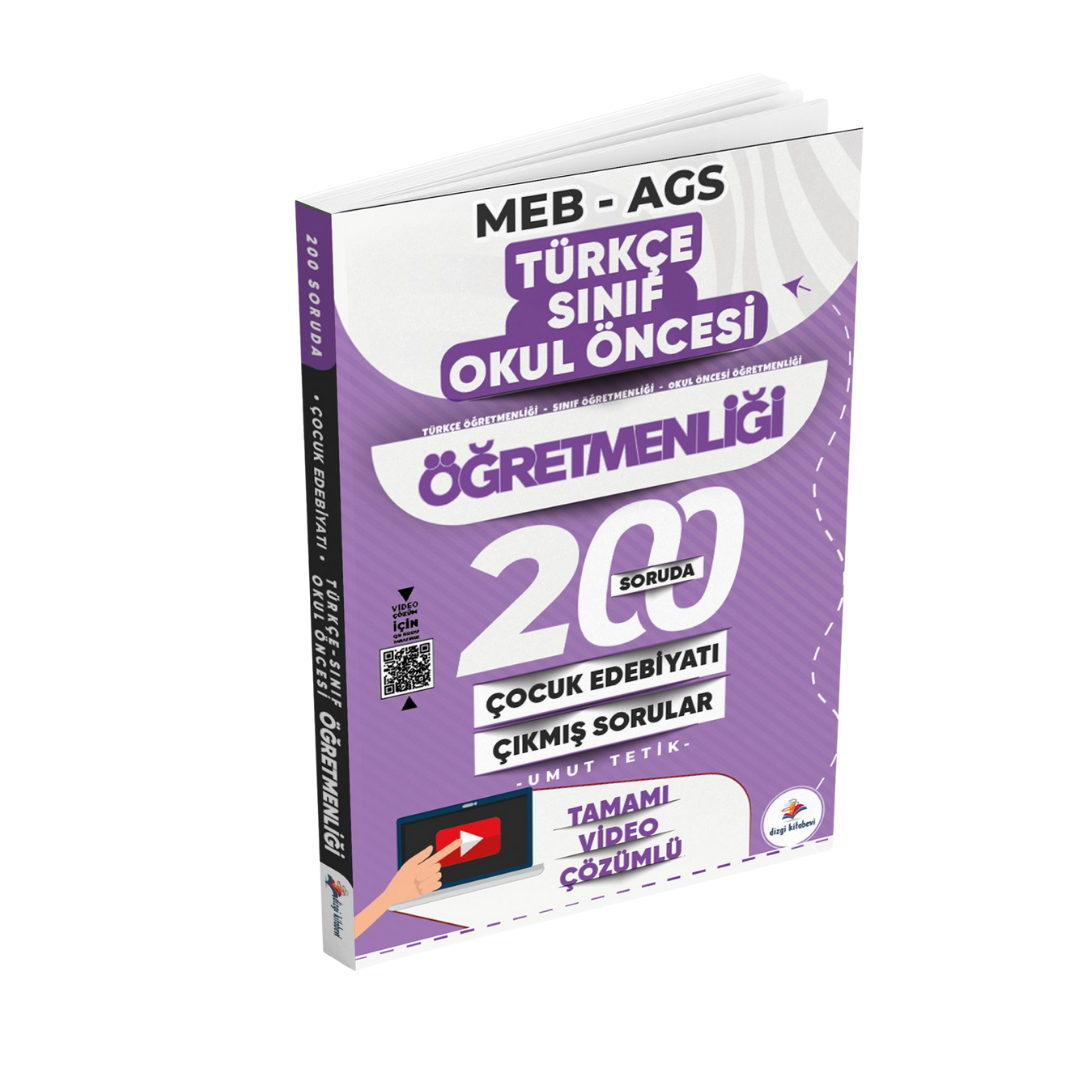 Dizgi Kitap 2026 Meb Ags ÖABT 200 Soruda Çocuk Edebiyatı Türkçe, Sınıf, Okul Öncesi Öğretmenliği Tamamı Video Çözümlü Son 13 Yıl Çıkmış Sorular Umut Tetik Dizgi Kitap 2026 Meb Ags ÖABT 200 Soruda Çocuk Edebiyatı Türkçe, Sınıf, Okul Öncesi Öğretmenliği Tamamı Video Çözümlü Son 13 Yıl Çıkmış Sorular Umut Tetik