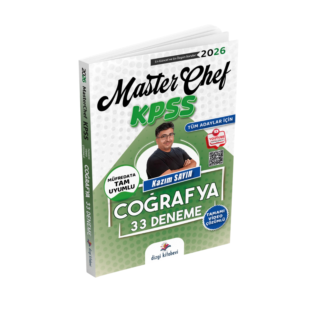 Dizgi Kitap 2026 Tüm Adaylar İçin MasterChef Kpss Coğrafya Tamamı Video Çözümlü 33 Deneme Kazım Sayın