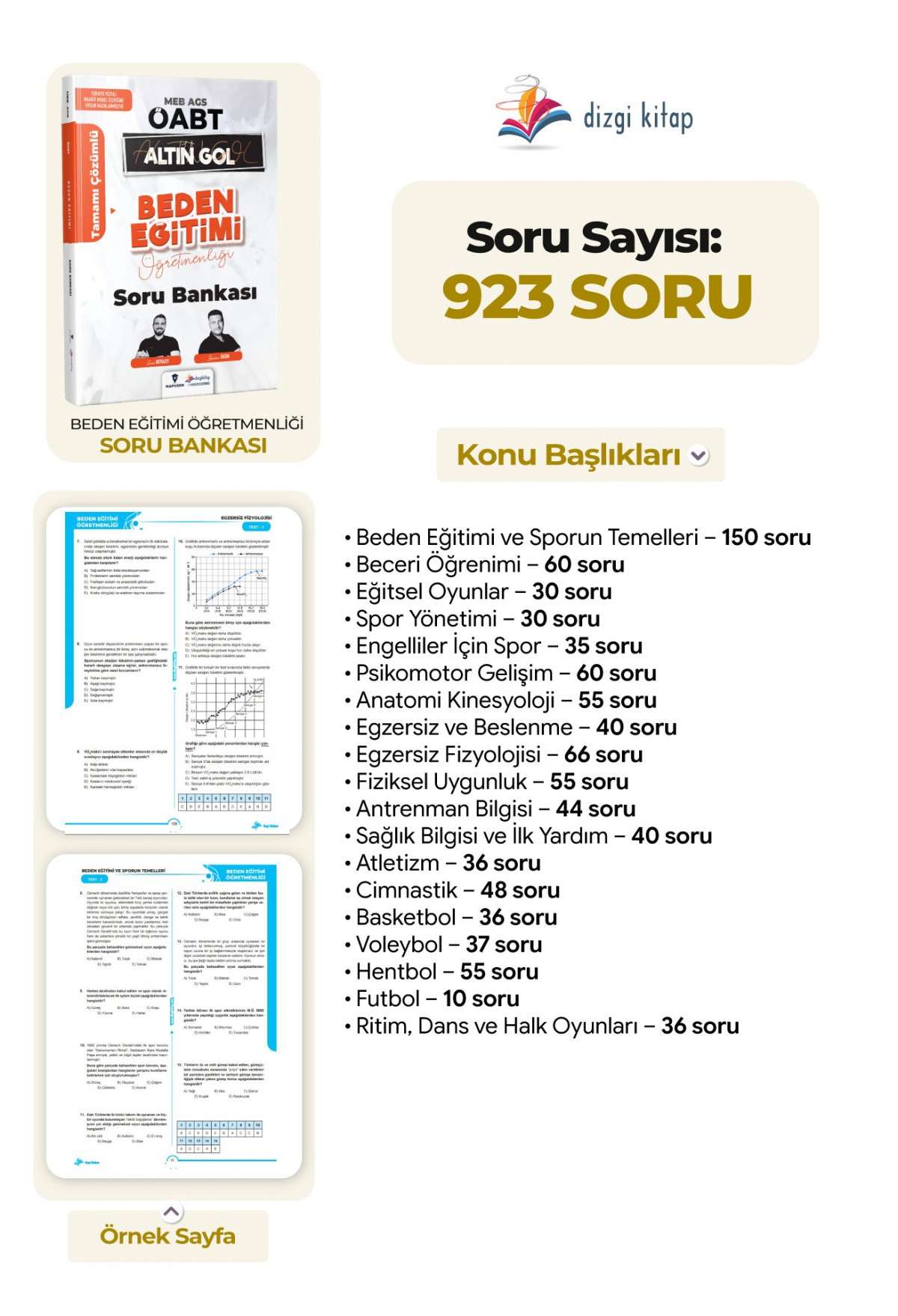 Dizgi Kitap 2027 MEB-AGS ÖABT Altın Gol Besyo Beden Eğitimi Öğretmenliği Tamamı Çözümlü Soru Bankası - Emir Beyazıt, İbrahim Ögür