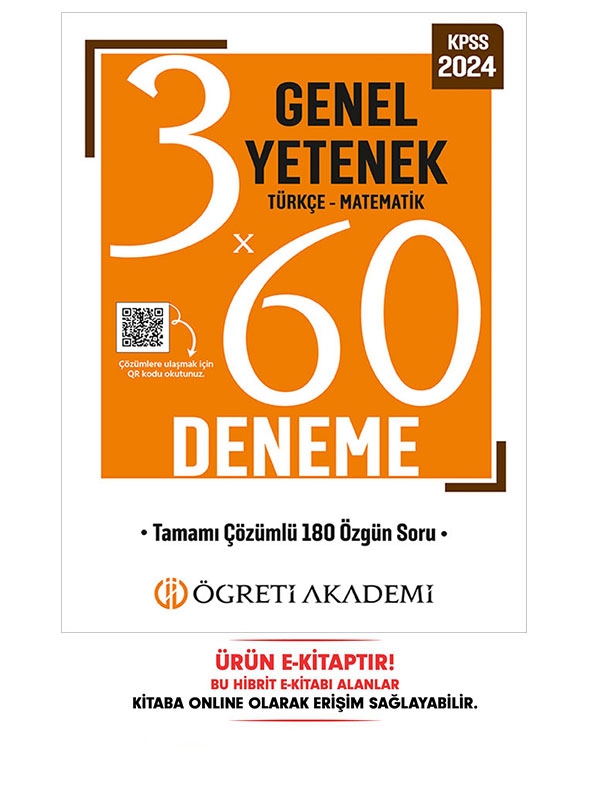 KPSS Genel Yetenek Genel Kültür 3x60 Deneme (Türkçe-Matematik) E-Kitap