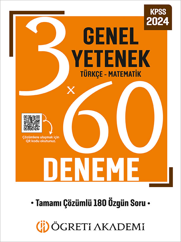 ÖĞRETİ AKADEMİ KPSS Genel Yetenek Genel Kültür 3X60 Deneme (Türkçe-Matematik)