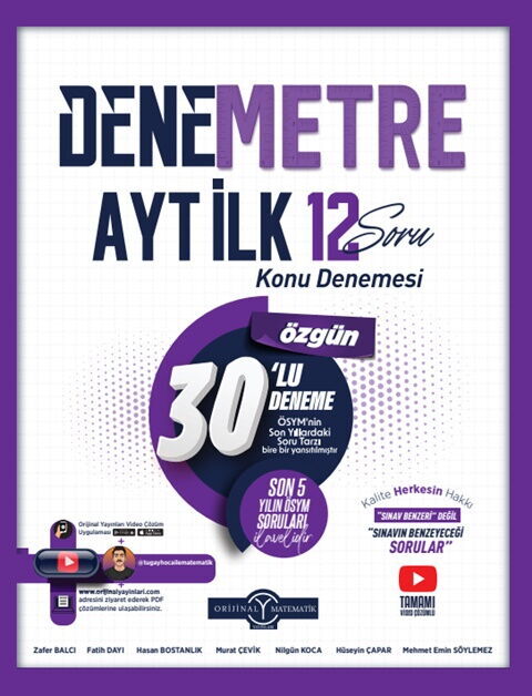 Orijinal Yayınları AYT Denemetre İlk 12 Konu Denemesi Orijinal Yayınları AYT Denemetre İlk 12 Konu Denemesi