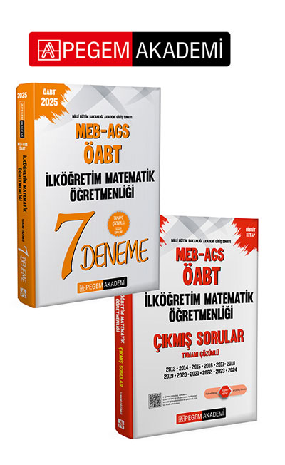 PEGEM AKADEMİ 2025 MEB-AGS-ÖABT İlköğretim Matematik Öğretmenliği Çıkmış Sorular + 2025 MEB-AGS-ÖABT İlköğretim Matematik Öğretmenliği Tamamı Çözümlü 7 Deneme Seti (2.Kitap) PEGEM AKADEMİ 2025 MEB-AGS-ÖABT İlköğretim Matematik Öğretmenliği Çıkmış Sorular + 2025 MEB-AGS-ÖABT İlköğretim Matematik Öğretmenliği Tamamı Çözümlü 7 Deneme Seti (2.Kitap)