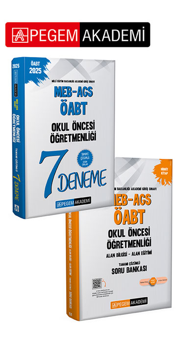 PEGEM AKADEMİ 2025 MEB-AGS-ÖABT Okul Öncesi Öğretmenliği Tamamı Çözümlü 7 Deneme + 2025 MEB-AGS-ÖABT Okul Öncesi Öğretmenliği Alan Bilgisi - Alan Eğitimi Tamamı Çözümlü Soru Bankası Seti (2.Kitap) PEGEM AKADEMİ 2025 MEB-AGS-ÖABT Okul Öncesi Öğretmenliği Tamamı Çözümlü 7 Deneme + 2025 MEB-AGS-ÖABT Okul Öncesi Öğretmenliği Alan Bilgisi - Alan Eğitimi Tamamı Çözümlü Soru Bankası Seti (2.Kitap)