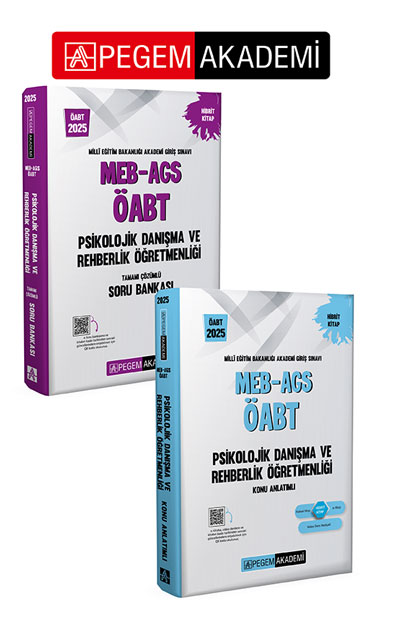 PEGEM AKADEMİ 2025 MEB-AGS-ÖABT Psikolojik Danışma ve Rehberlik Konu Anlatımlı + 2025 MEB-AGS-ÖABT Psikolojik Danışma ve Rehberlik Tamamı Çözümlü Soru Bankası Seti (2.Kitap) PEGEM AKADEMİ 2025 MEB-AGS-ÖABT Psikolojik Danışma ve Rehberlik Konu Anlatımlı + 2025 MEB-AGS-ÖABT Psikolojik Danışma ve Rehberlik Tamamı Çözümlü Soru Bankası Seti (2.Kitap)