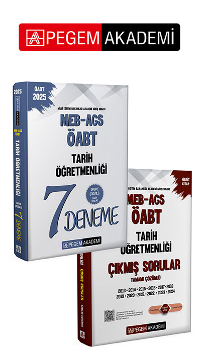 PEGEM AKADEMİ 2025 MEB-AGS-ÖABT Tarih Öğretmenliği Çıkmış Sorular + 2025 MEB-AGS-ÖABT Tarih Öğretmenliği Tamamı Çözümlü 7 Deneme Seti (2.Kitap) PEGEM AKADEMİ 2025 MEB-AGS-ÖABT Tarih Öğretmenliği Çıkmış Sorular + 2025 MEB-AGS-ÖABT Tarih Öğretmenliği Tamamı Çözümlü 7 Deneme Seti (2.Kitap)