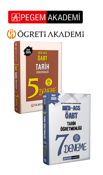 PEGEM AKADEMİ 2025 MEB AGS ÖABT Tarih Öğretmenliği Tamamı Çözümlü 5 Deneme + 2025 MEB-AGS-ÖABT Tarih Öğretmenliği Tamamı Çözümlü 7 Deneme Seti (2.Kitap) PEGEM AKADEMİ 2025 MEB AGS ÖABT Tarih Öğretmenliği Tamamı Çözümlü 5 Deneme + 2025 MEB-AGS-ÖABT Tarih Öğretmenliği Tamamı Çözümlü 7 Deneme Seti (2.Kitap)