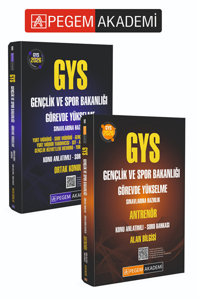 PEGEM AKADEMİ 2026 GYS Gençlik ve Spor Bakanlığı Görevde Yükselme Sınavlarına Hazırlık ANTRENÖR Konu Anlatımlı Soru Bankası Alan Bilgisi + 2026 GYS Gençlik ve Spor Bakanlığı Görevde Yükselme Sınavlarına Hazırlık Konu Anlatımlı S
