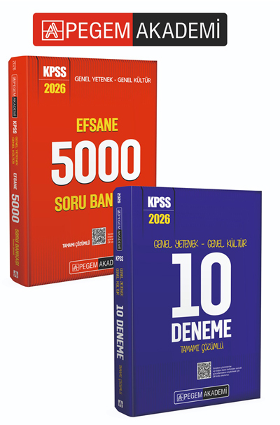 PEGEM AKADEMİ 2026 KPSS Genel Yetenek Genel Kültür Efsane 5000 Tamamı Çözümlü Soru Bankası + 2026 KPSS Genel Yetenek Genel Kültür Tamamı Çözümlü 10 Deneme Seti (2.Kitap) PEGEM AKADEMİ 2026 KPSS Genel Yetenek Genel Kültür Efsane 5000 Tamamı Çözümlü Soru Bankası + 2026 KPSS Genel Yetenek Genel Kültür Tamamı Çözümlü 10 Deneme Seti (2.Kitap)