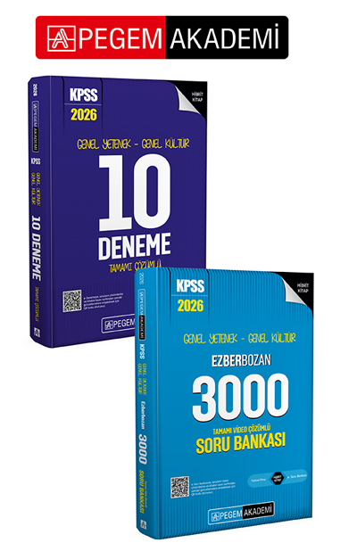 PEGEM AKADEMİ 2026 KPSS Genel Yetenek Genel Kültür Ezberbozan 3000 Tamamı Video Çözümlü Soru Bankası + 2026 KPSS Genel Yetenek Genel Kültür Tamamı Çözümlü 10 Deneme Seti (2.Kitap) PEGEM AKADEMİ 2026 KPSS Genel Yetenek Genel Kültür Ezberbozan 3000 Tamamı Video Çözümlü Soru Bankası + 2026 KPSS Genel Yetenek Genel Kültür Tamamı Çözümlü 10 Deneme Seti (2.Kitap)