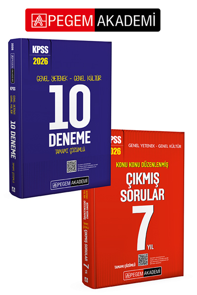 PEGEM AKADEMİ 2026 KPSS Genel Yetenek Genel Kültür Tamamı Çözümlü 10 Deneme + 2026 KPSS Genel Yetenek Genel Kültür Konu Konu Düzenlenmiş Tamamı Çözümlü Çıkmış Sorular 7 Yıl Seti (2.Kitap) PEGEM AKADEMİ 2026 KPSS Genel Yetenek Genel Kültür Tamamı Çözümlü 10 Deneme + 2026 KPSS Genel Yetenek Genel Kültür Konu Konu Düzenlenmiş Tamamı Çözümlü Çıkmış Sorular 7 Yıl Seti (2.Kitap)
