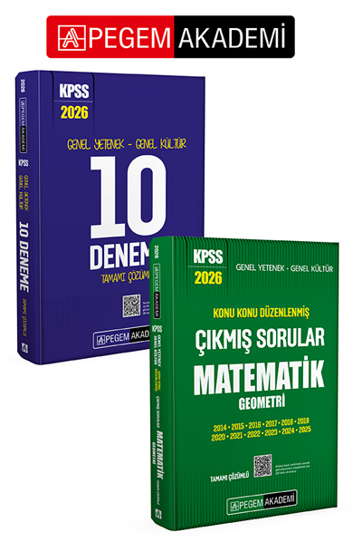PEGEM AKADEMİ 2026 KPSS Genel Yetenek Genel Kültür Tamamı Çözümlü 10 Deneme + 2026 KPSS Genel Yetenek Genel Kültür Konu Konu Düzenlenmiş Tamamı Çözümlü Çıkmış Sorular MATEMATİK GEOMETRİ Seti (2.Kitap) PEGEM AKADEMİ 2026 KPSS Genel Yetenek Genel Kültür Tamamı Çözümlü 10 Deneme + 2026 KPSS Genel Yetenek Genel Kültür Konu Konu Düzenlenmiş Tamamı Çözümlü Çıkmış Sorular MATEMATİK GEOMETRİ Seti (2.Kitap)