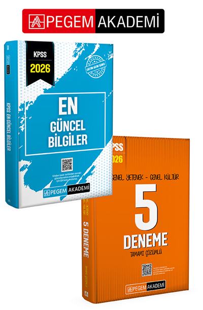 PEGEM AKADEMİ 2026 KPSS Genel Yetenek Genel Kültür Tamamı Çözümlü 5 Deneme +  2026 KPSS En Güncel Bilgiler Seti (2.Kitap)