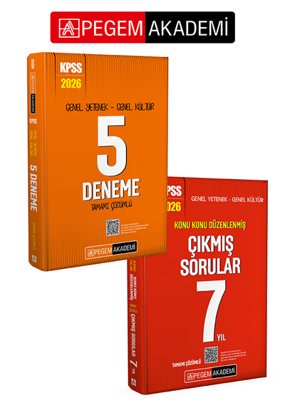 PEGEM AKADEMİ 2026 KPSS Genel Yetenek Genel Kültür Tamamı Çözümlü 5 Deneme + 2026 KPSS Genel Yetenek Genel Kültür Konu Konu Düzenlenmiş Tamamı Çözümlü Çıkmış Sorular 7 Yıl Seti (2.Kitap) PEGEM AKADEMİ 2026 KPSS Genel Yetenek Genel Kültür Tamamı Çözümlü 5 Deneme + 2026 KPSS Genel Yetenek Genel Kültür Konu Konu Düzenlenmiş Tamamı Çözümlü Çıkmış Sorular 7 Yıl Seti (2.Kitap)
