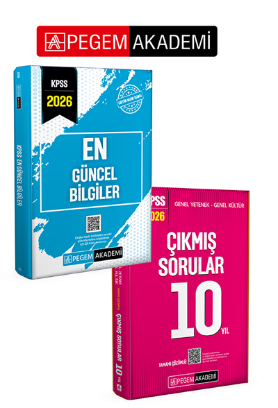 PEGEM AKADEMİ 2026 KPSS Genel Yetenek Genel Kültür Tamamı Çözümlü Çıkmış Sorular 10 Yıl + 2026 KPSS En Güncel Bilgiler Seti (2.Kitap)